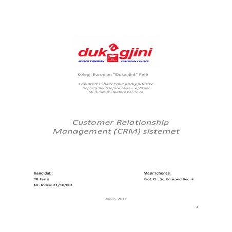 Customer Relationship Management (CRM) sistemet