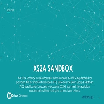 PSD2 XS2A Dynamic Sandbox Golden Dimension