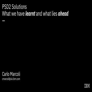 APIdays London 2019 - PSD2 Solutions, What we have learnt and what lies ahead...