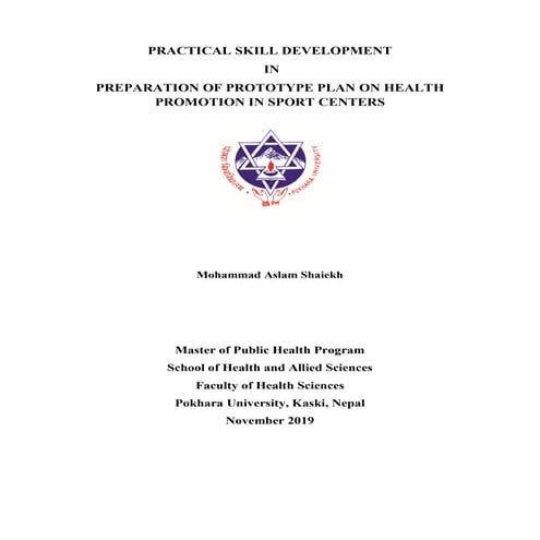 PRACTICAL SKILL DEVELOPMENT  IN  PREPARATION OF PROTOTYPE PLAN ON HEALTH PROMOTION IN SPORT CENTERS