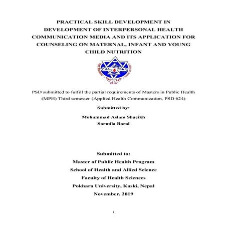 PRACTICAL SKILL DEVELOPMENT  IN  PREPARATION OF PROTOTYPE PLAN ON HEALTH PROM...