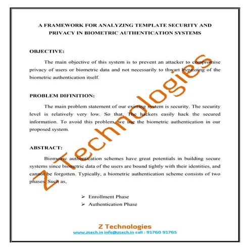  a famework for analyzing template security and privacy in biometric authenti...
