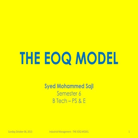 The EOQ Model