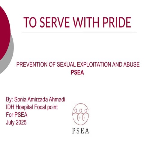 PSEA IDH HOSPITAL.pptx NIDH HOSPITAL FOR ALL STAFF | PPTX