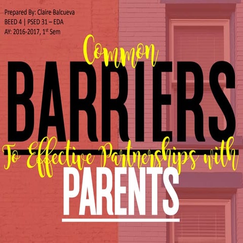 Common Barriers to Effective Partnerships with Parents