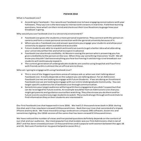 Facebook Live - Connecting with Students to Provide Live Answers to Common Qu...