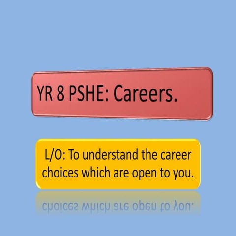 Pshe careers lesson 1 year 8