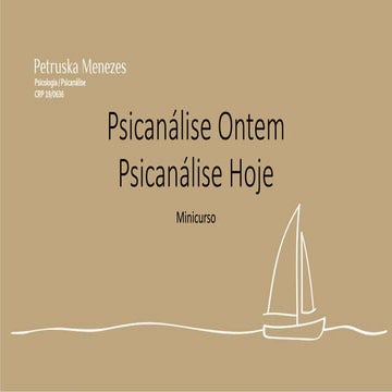 Psicanalise Ontem Psicanalise Hoje