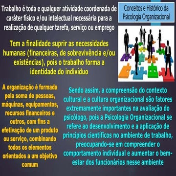Psicologia Organizacional (Histórico, Conceitos e Clima)