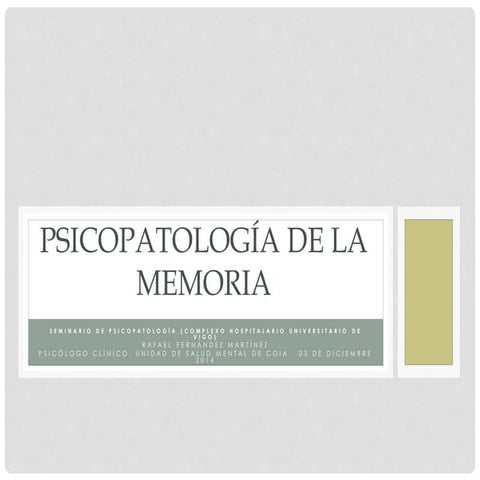 Psicopatología de la memoria