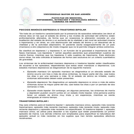 Psicosis maníaco depresiva o trastorno bipolar