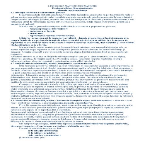 Psihologia Martorului şI MăRturiei