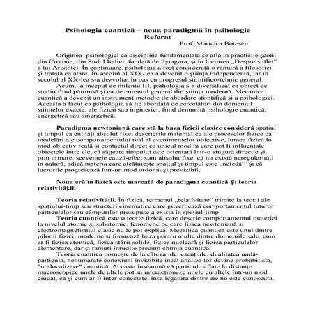 Psihologia cuantică – noua paradigmă în psihologie