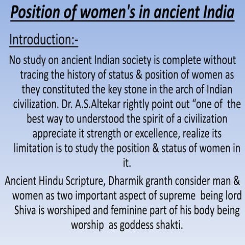 Position of women in accient period