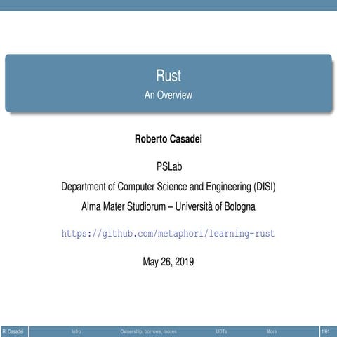 The Rust Programming Language: an Overview | PDF