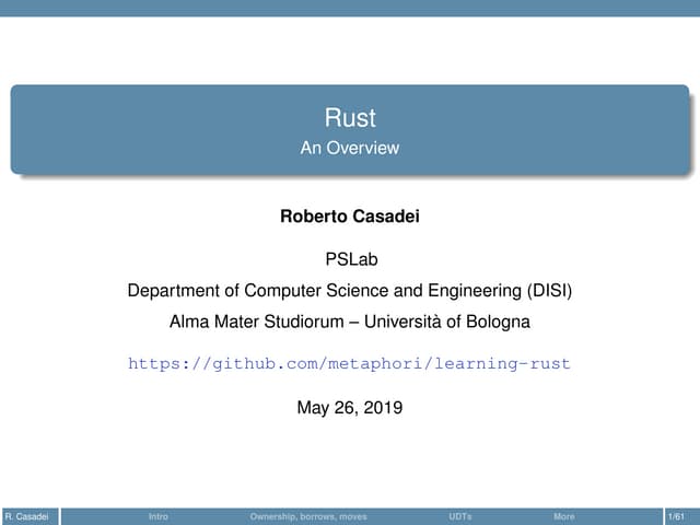 The Rust Programming Language: an Overview
