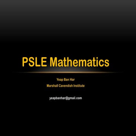 Seminar for Parents on PSLE Mathematics