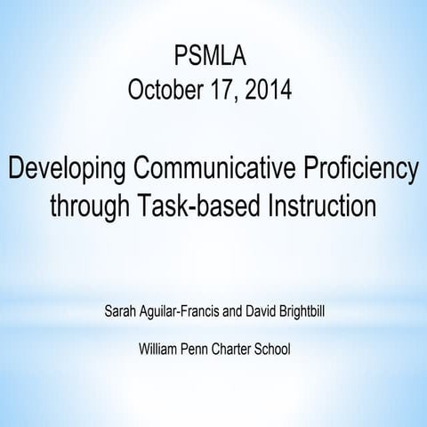 PSMLA Presentation   October 17, 2014