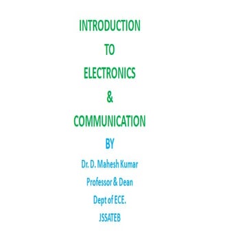 Introduction to electronics and communicatiosn