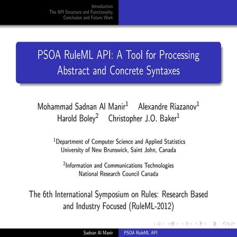 PSOA RuleML API: A Tool for Processing Abstract and Concrete Syntaxes