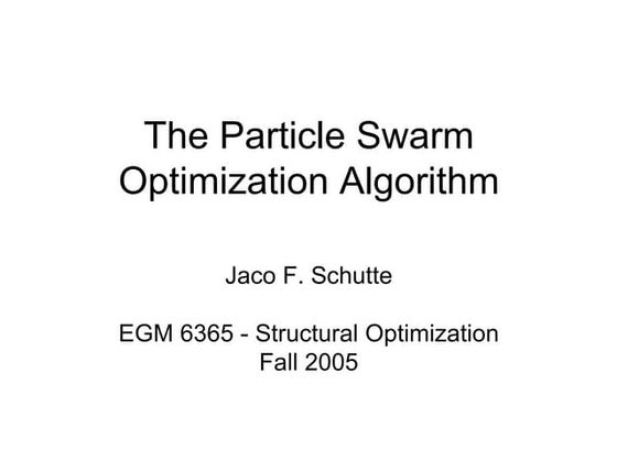 Particle Swarm Optimization in MATLAB | PPT