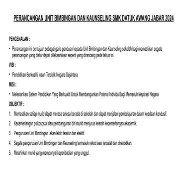 Pelan Strategik Organisasi Sekolah UBK SM