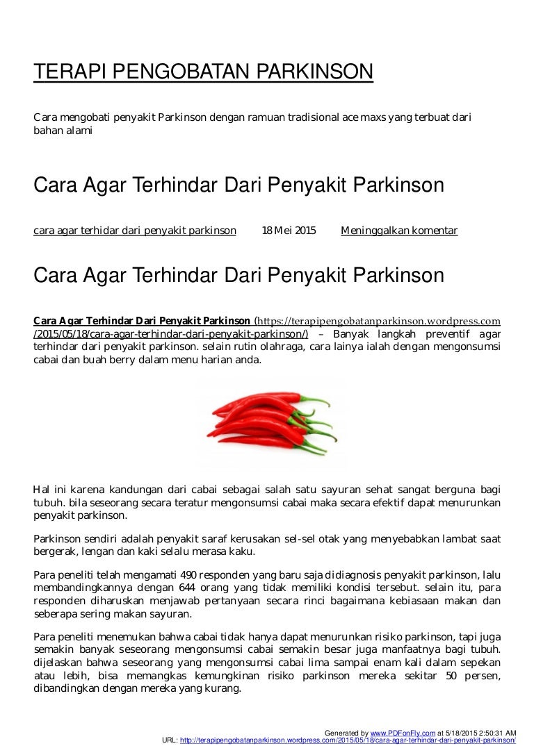Cara Agar Terhindar Dari Penyakit Parkinson