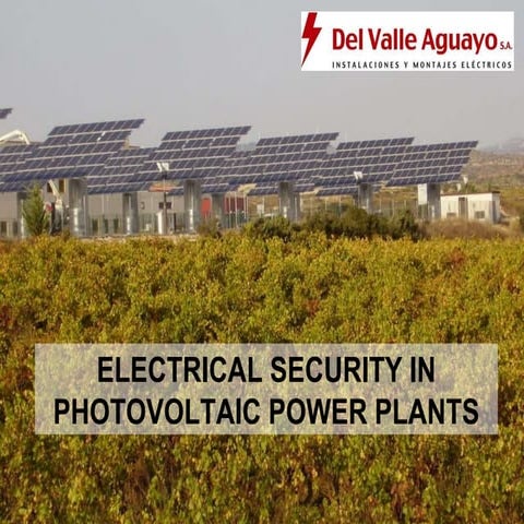 Electrical safety in photovoltaic plants