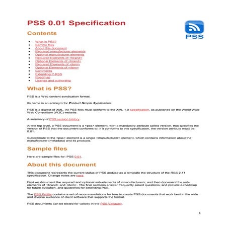 PSS specification 0.01