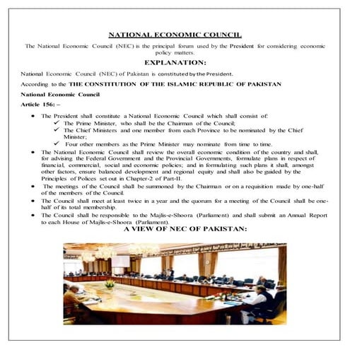 National Economic Council (NEC) of Pakistan 