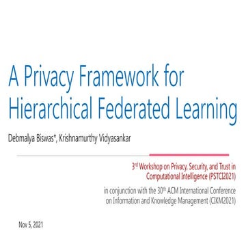 A Privacy Framework for Hierarchical Federated Learning