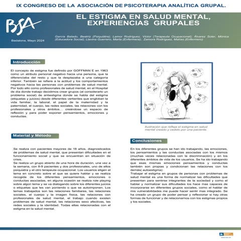 Pòster "El estigma en salud mental, experiencias grupales"