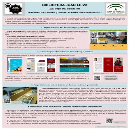 Póster "El fomento de la lectura y la escritura desde la biblioteca escolar"