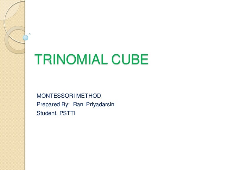 Pstti Montessori Method Trinomial Cube