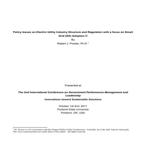 Psu   policy issues on electric utility industry structure and regulation wit...