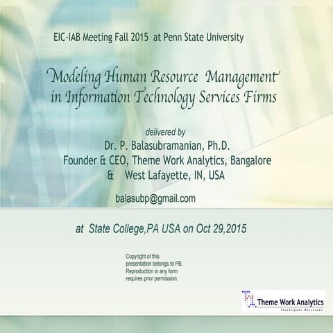 Modeling HRM in IT Services Firms