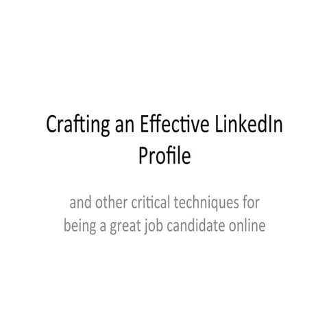 Portland State University CEPE: Crafting an Effective LinkedIn Profile Workshop