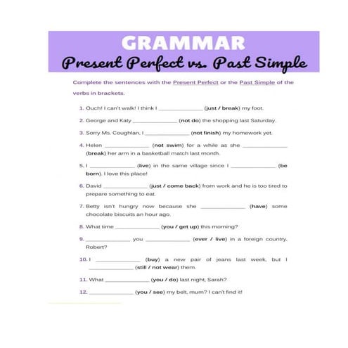 PRESENT PERFECT VS PAST SIMPLE EXERCISES