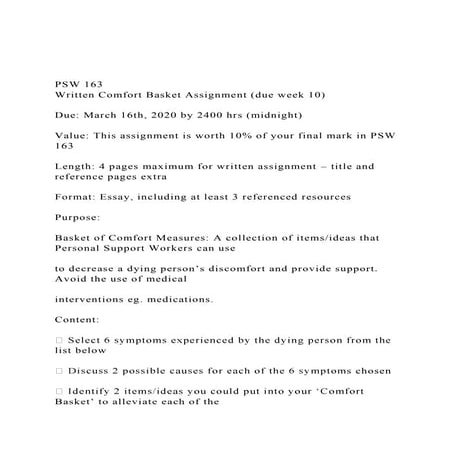 PSW 163 Written Comfort Basket Assignment (due week 10) .docx