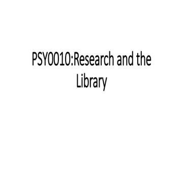 PSY0010 Research and the library (2021)