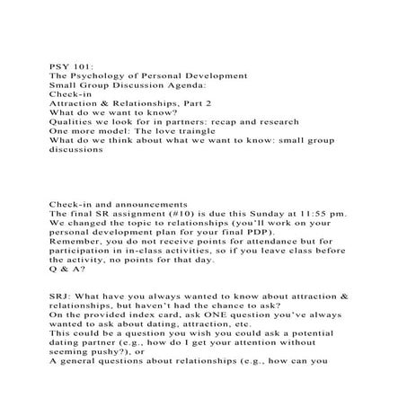 PSY 101 The Psychology of Personal DevelopmentSmall Group D.docx