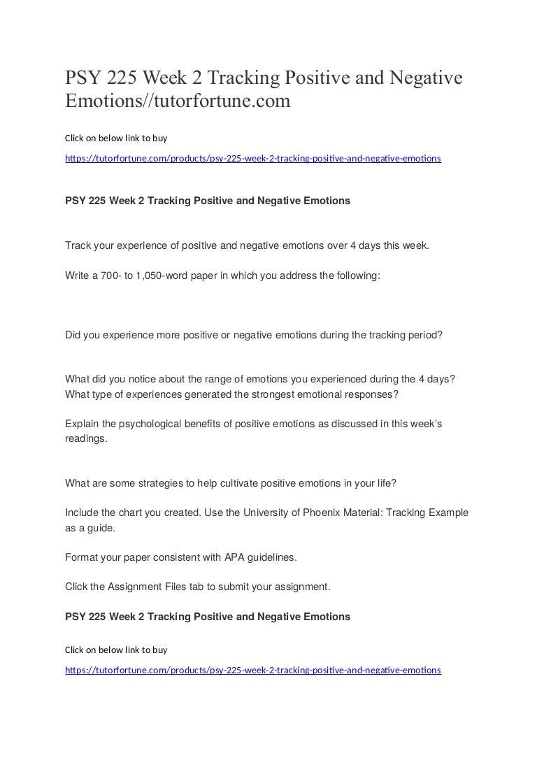 Positive And Negative Emotions Chart