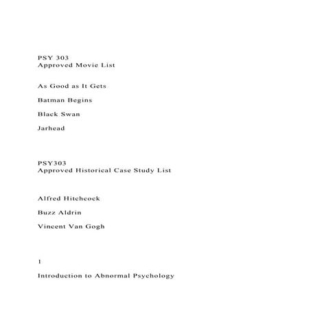 PSY 303  Approved Movie List As Good as It Gets Ba.docx