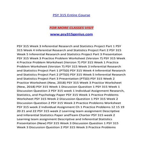 Psy 315 psy315 | PDF
