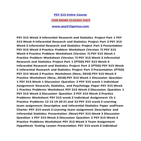 Psy 315 psy315 | PDF