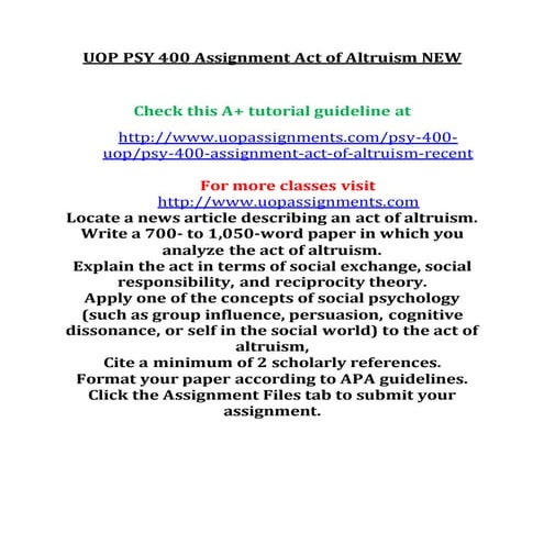 PSY 400 Entire Course NEW