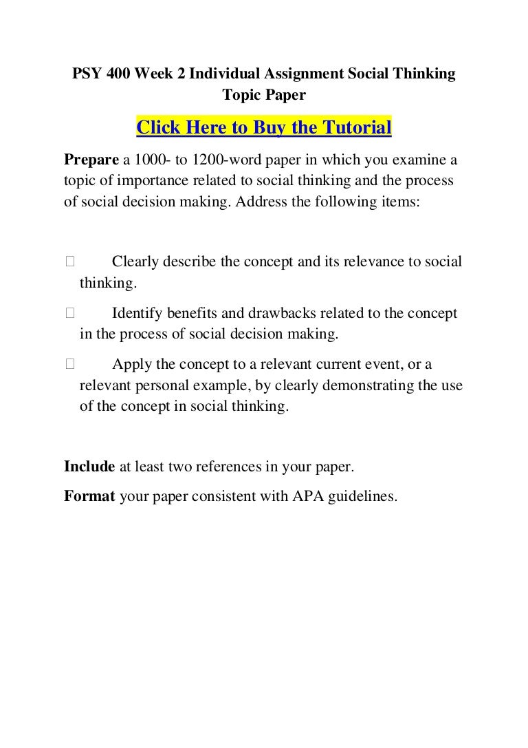 Individual assignment critical thinking application paper