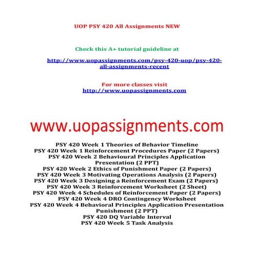 PSY 420 Entire Course NEW