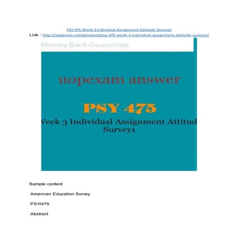 PSY 475 Week 3 Individual Assignment Attitude Survey1 2015 version