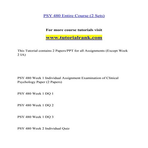Psy 480  Effective Communication - tutorialrank.com